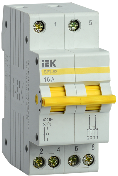 Выключатель-разъединитель трехпозиционный ВРТ-63 2P 16А IEK