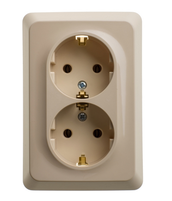 Schneider Electric Этюд  Крем  Розетка 2-местная скрытая установка с заземляющими контактами без шторок 16А 250B, PC16-107K