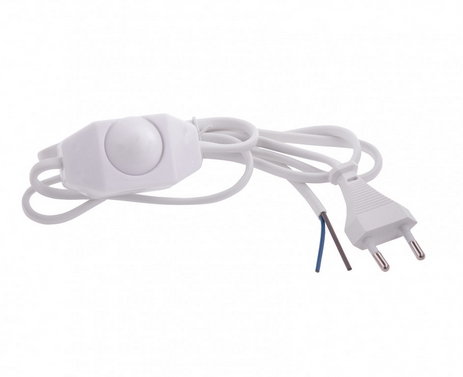 Шнур электрический соединительный для бра с диммером,1,5 м, 120Вт, белый, тип V-2, Россия // Сибртех 96013