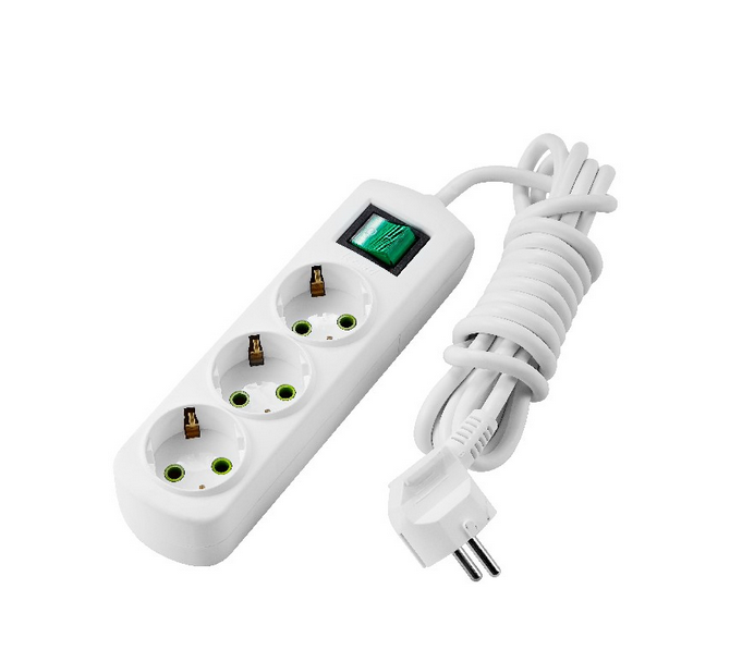 Удлинитель 3 гнезда 3 метра с выключателем с заземляющими контактам (12шт) Lezard LETITIA 721-0303-302