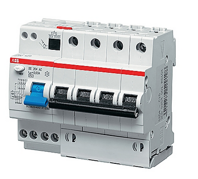 Дифференциальный автомат  4П  10А   30мА  ABB  6 модулей DS204 AC-C10/0,03 /2CSR254001R1104/
