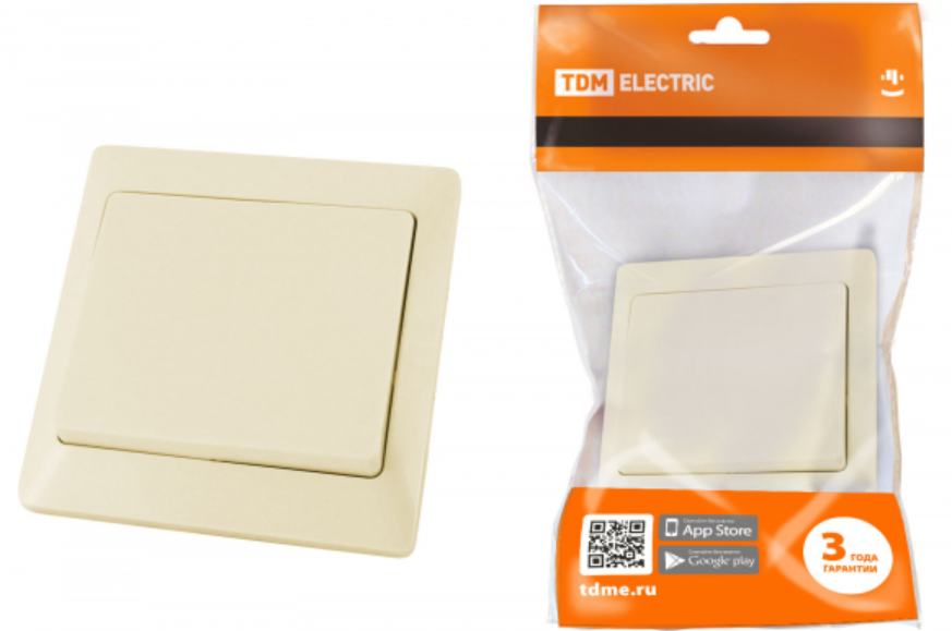 Выключатель 1 кл. 10А сл. кость "Ильмень"   TDM