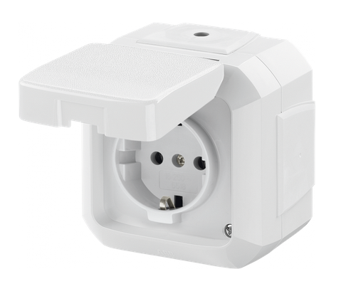 Розетка ABB Variant+ IP54 с заземлением 16А с защитной крышкой для многопостового монтажа белый