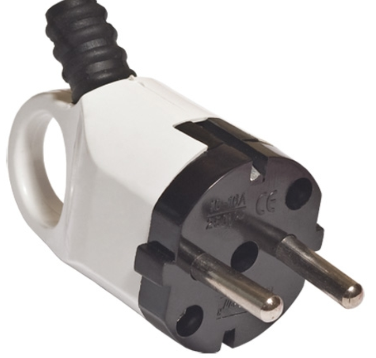 UNIVersal Вилка угловая с ушком с заземляющими контактами 10А/16А 250В Белый А112