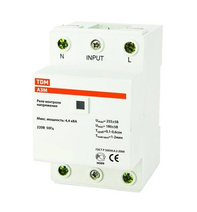 Блок защиты по напряжению TDM 1-фазный серии АЗМ 40А-220В