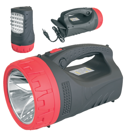 Фонарь светодиодный Navigator NPT-SP16-ACCU 71 598 прожектор/кемпинг 3 режима 5Вт+24LED, 230лм, аккумулятор 4V4Ah, прямая зар-ка 220V, черн/красн пластик, IP33